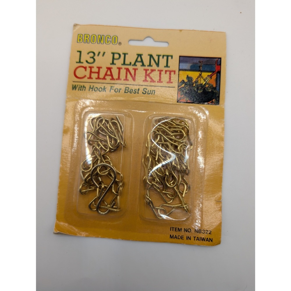 Bronco 13 Inch Plant Chain Kit Brass Tone Metal Hanging Planter Hooks NB322 NEW